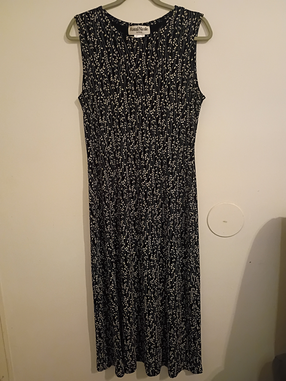 Ronni Nicole Black & White Printed Sleeveless Midi Dress Sz 14